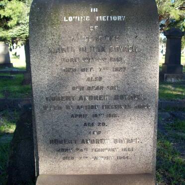 BOYACK Robert Andrew 1861-1944 &amp; Maria Olivia 1861-1927 :: BOYACK Robert Andrew -1916