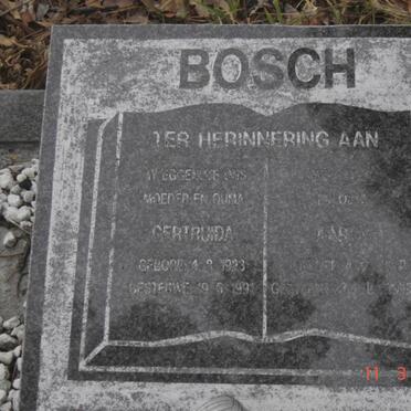 BOSCH Aaron ??-?? &amp; Gertruida 1923-1991