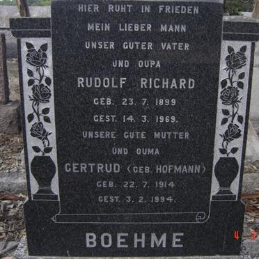 BOEHME Rudolf Richard 1899-1969 &amp; Gertrud HOFMANN 1914-1994
