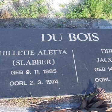 BOIS Dirk Jacobus, du 1881-1970 &amp; Hilletje Aletta SLABBER 1885-1974