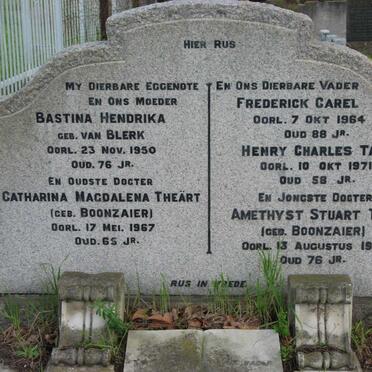 BOONZAIER Frederick Carel -1964 &amp; Bastina Hendrika VAN BLERK -1950 :: THEART Catharina Magdalena nee BOONZAIER -1967