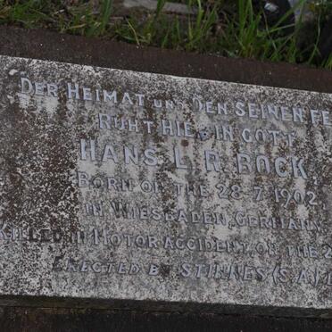 BOCK Hans L.R. 1902-1930