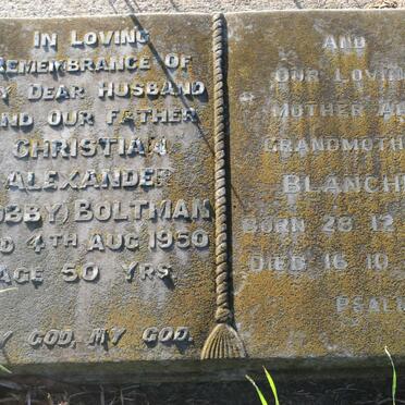BOLTMAN Christian Alexander -1950 &amp; Blanche 1904-1986