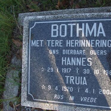 BOTHMA Hannes 1917-1963 &amp; Truia 1920-2004