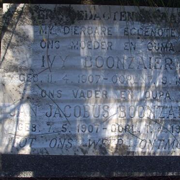 BOONZAIER Jacobus 1907-1998 &amp; Ivy 1907-1981