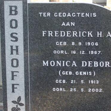 BOSHOFF Frederick H.A. 1906-1967 &amp; Monica Debora GENIS 1913-2002