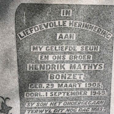 BONZET Hendrik Mathys 1905-1949