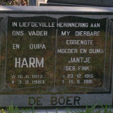 BOER Harm, de 1913-1983 &amp; Jantje nee FINK 1915-1981
