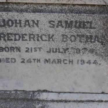 BOTHA Johan Samuel Frederick 1874-1944