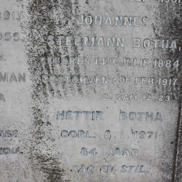 BOTHA Johannes Stegmann 1884-1917 :: BOTHA Hettie -1971