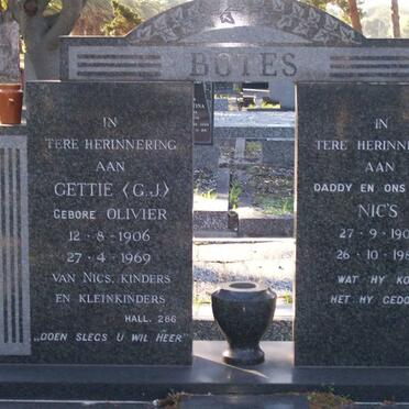 BOTES Nic's 1905-1980 &amp; G.J. OLIVIER 1906-1969