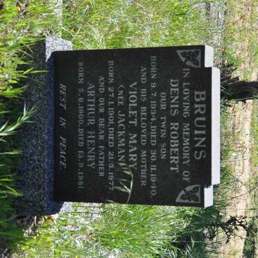 BRUINS Arthur Henry 1900-1981 &amp; Violet Mary JACKMAN 1901-1977 :: BRUINS Denis Robert 1934-1940