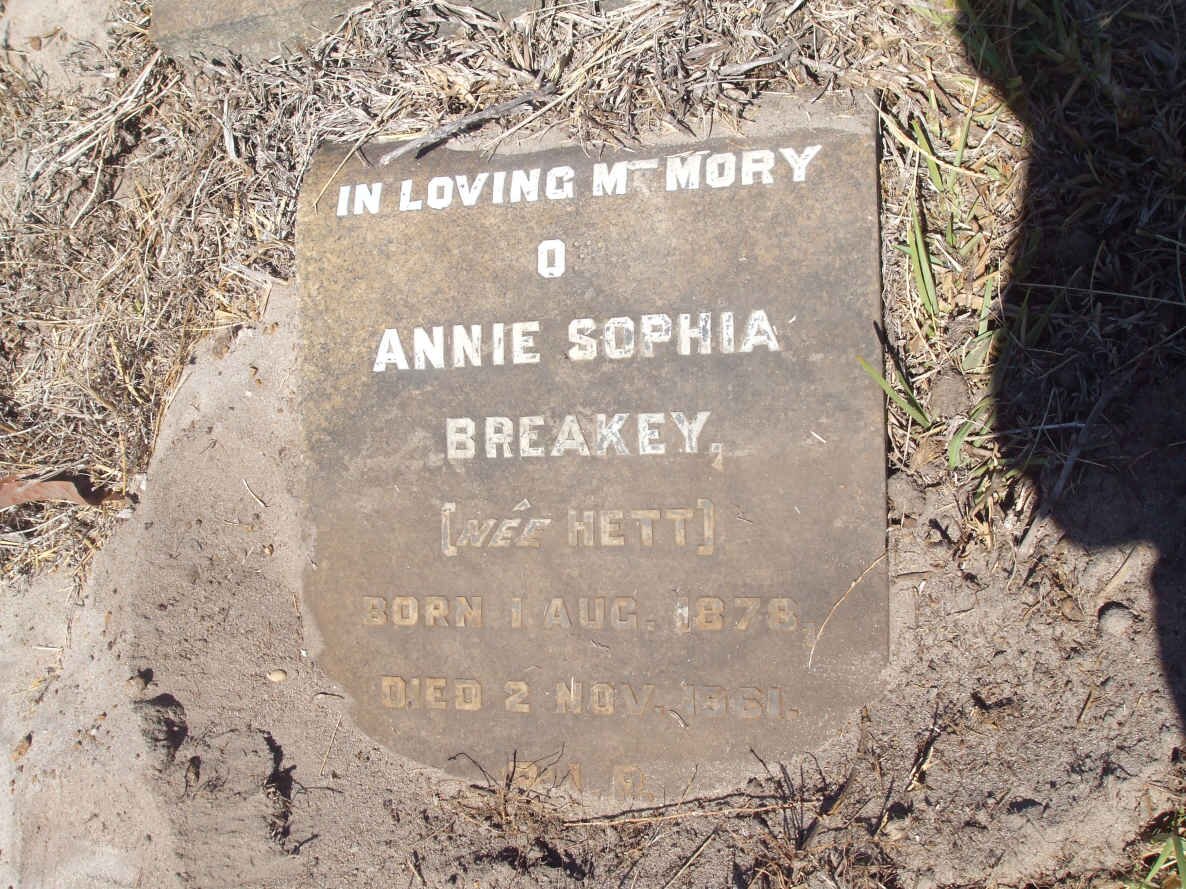 BREAKEY Annie Sophia nee HETT 1878-1961