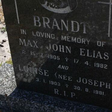 BRANDT Max John Elias 1905-1982 &amp; Louise JOSEPH 1903-1981