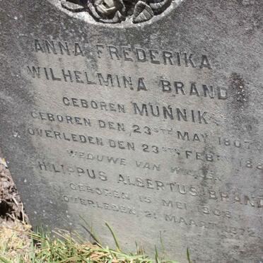 BRAND Philippus Albertus 1808-1872 &amp; Anna Frederika Wilhelmina MUNNIK 1807-1885