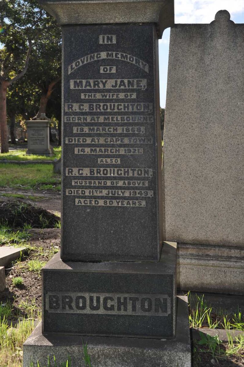 BROUGHTON R.C. -1949 &amp; Mary Jane 1868-1921