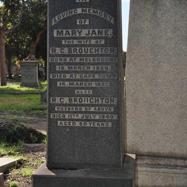 BROUGHTON R.C. -1949 &amp; Mary Jane 1868-1921