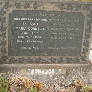 BRONKHORST Lambert Hermann 1902-1954 &amp; Maria Cornelia SADIE 1899-1964