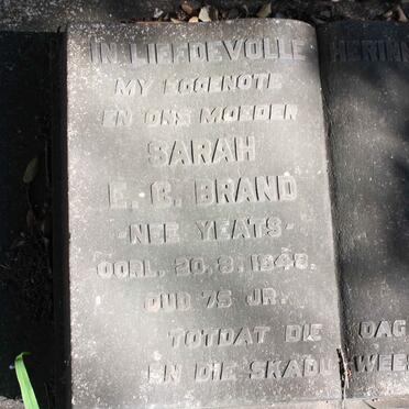 BRAND Sarah E.G. nee YEATS -1948
