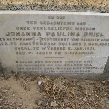 BRIEL Johanna Paulina nee BLOMKAMP 1849-1921