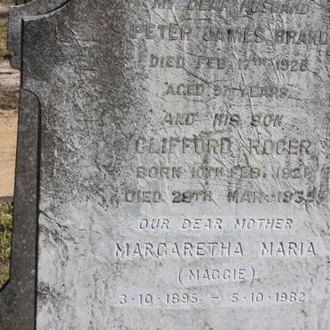BRAND Peter James -1928 &amp; Margaretha Maria 1895-1982 :: BRAND Clifford Roger 1921-1935