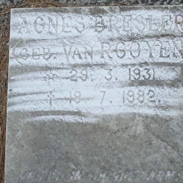 BRESLER Agnes nee VAN ROOYEN 1931-1982 :: ? Susanna Elizabeth 1890-1981