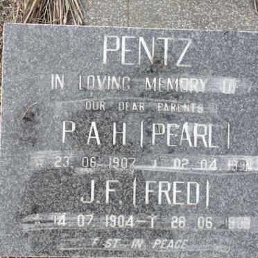 PENTZ J.F. 1904-1988 &amp; P.A.H. 1907-1992
