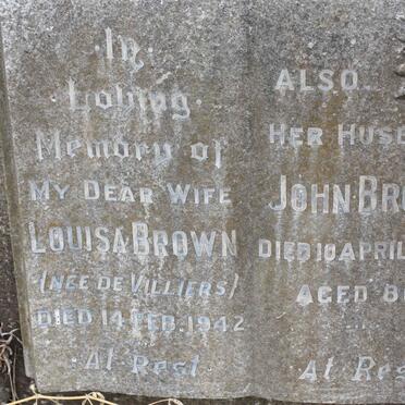 BROWN John -1948 &amp; Louisa De VILLIERS -1942