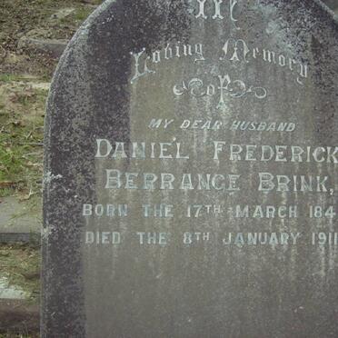BRINK Daniel Frederick Berrange 1842-1911 :: BRINK John 1965-1916 &amp; Martha Susanna Maria SINDEN 1864-191?