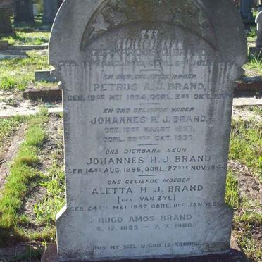 BRAND Johannes H.J. 1857-1937 &amp; Aletta H.J. VAN ZYL 1867-1959