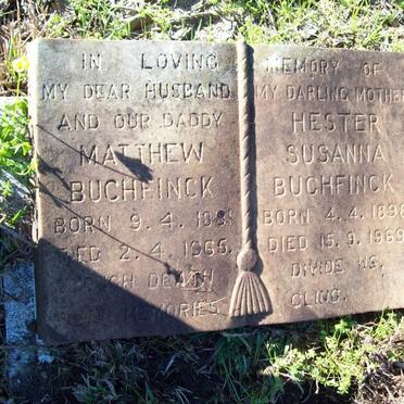BUCHFINCK Matthew 1881-1965 &amp; Hester Susanna 1898-1969