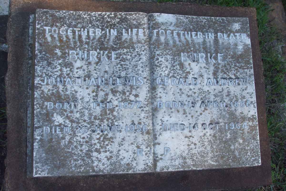 BURKE Jonathan Lewis 1877-1956 :: BURKE Gerald Andrew 1886-1964