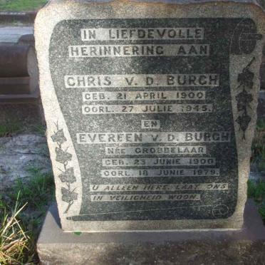 BURGH Chris, v.d. 1900-1945 &amp; Evereen GROBBELAAR 1900-1979