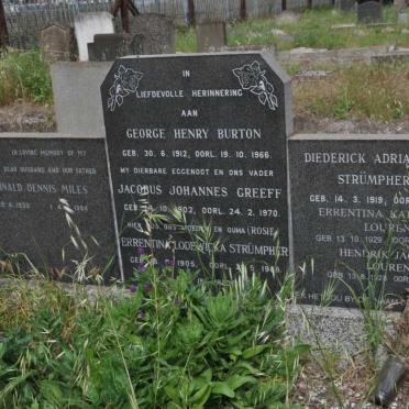 BURTON George Henry 1912-1966 :: GREEFF Jacobus Johannes 1902-1970 :: STRÜMPHER Errentia Lodewicka 1905-19?8