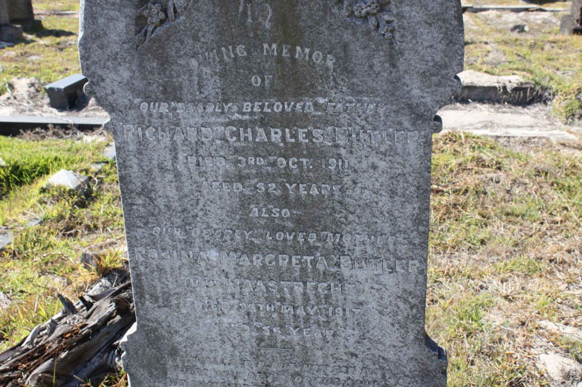 BUTLER Richard Charles -1911 &amp; Rosina Margreta VAN MAASTRECHT -1917