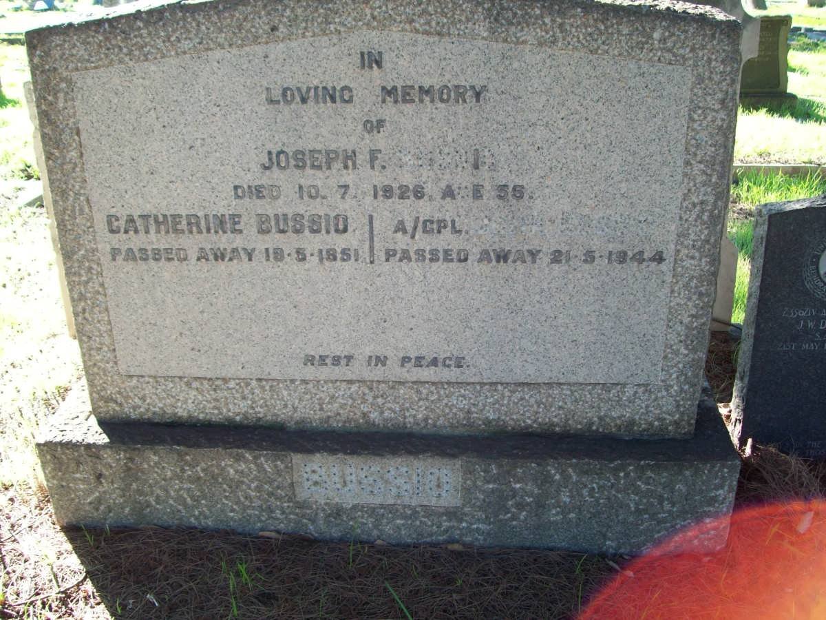 BUSSIO Joseph F. -1926 :: BUSSIO Catherine -1951 :: BUSSIO J.W.D. -1944