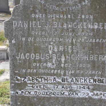 BLANCKENBERG Daniel Jacobus -1929 &amp; Elizabeth A. -1944 :: Daniel J. -1924