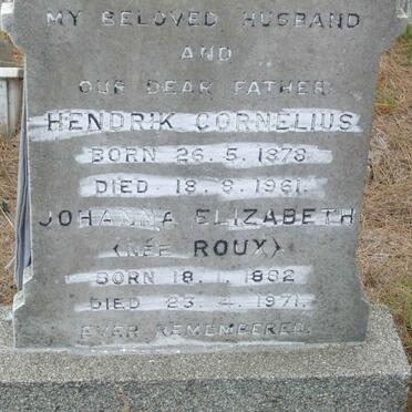 BLANCKENBERG Hendrik Cornelius 1878-1961 &amp; Johanna Elizabeth ROUX 1882-1971