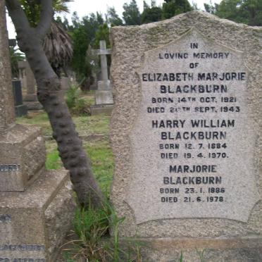 BLACKBURN Harry William 1884-1970 &amp; Marjorie 1886-1978 :: BLACKBURN Elizabeth Marjorie 1921-1943