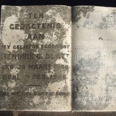 BLATT Hendrik C. 1880-1936 &amp; Huibrecht J.F. BESTER 1894-1961
