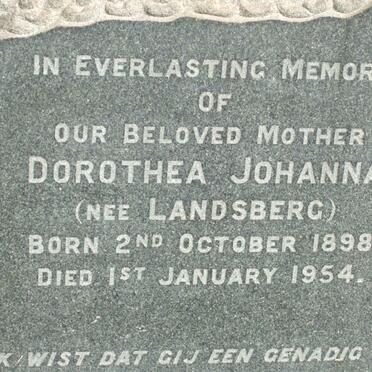 BLERK Dorothea Johanna, van nee LANDSBERG 1898-1954