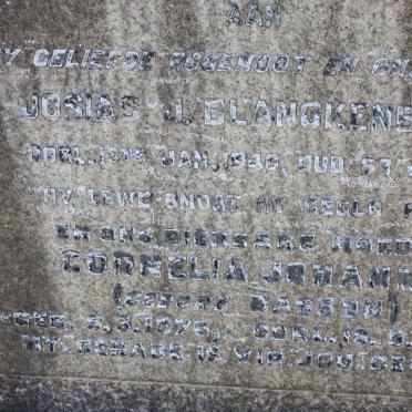 BLANCKENBERG Josias J. -1940 &amp; Cornelia Johanna BASSON 1876-1964 :: BLANCKENBERG Wilhelm J.F. 1912-1951