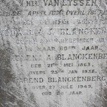 BLANCKENBERG Alida J.M.J. -1930 :: BLANCKENBERG Helena A. 1863-1938 :: BLANCKENBERG Arend -1949