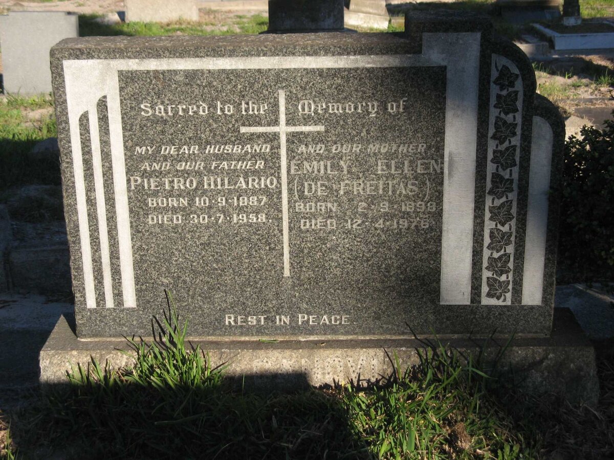 CANOVI Pietro Hilario 1887-1958 &amp; Emily Ellen DE FREITAS 1898-1976