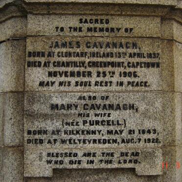 CAVANAGH James 1837-1906 &amp; Mary  PURCELL 1843-1922