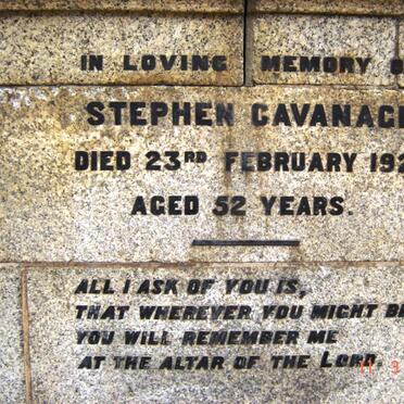 CAVANAGH Stephen -1922