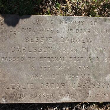 CARLSSON Leslie Oscar -1979 &amp; Bessie Cardew PLINT -1971