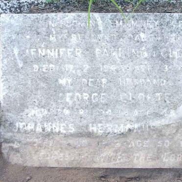 CLOETE George -1944 :: CLOETE Johannes Hermanus  :: CLOETE Jennifer Paulina -1942