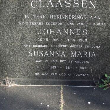 CLAASSEN Johannes  1916-1969 &amp; Susanna Maria 1919-1984