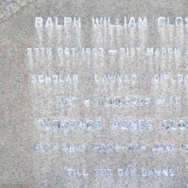 CLOSE Ralph William 1857-1945 &amp; Florence Agnes 1870-1958 